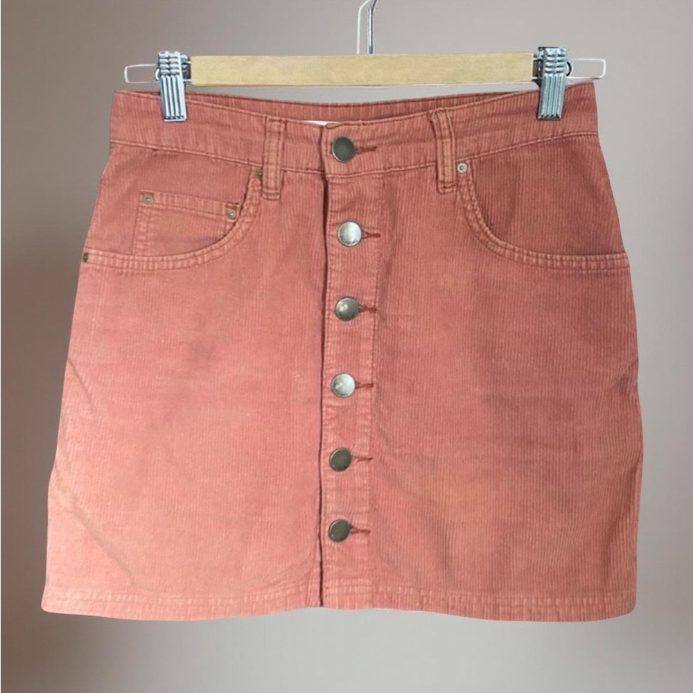100% Cotton Billabong Corduroy Rust Button-Front Skirt